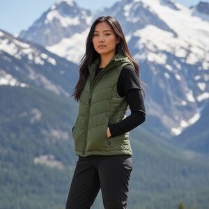 E by Blank NYC Olive Green Hooded Puffer Vest | Women’s Sleeveless Zip Vest